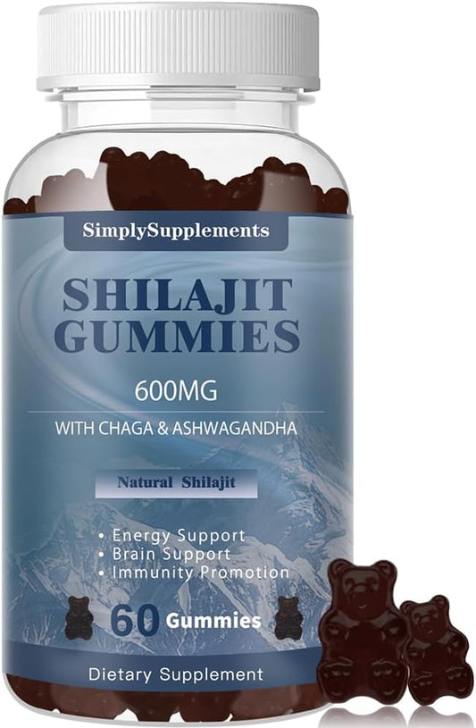 600mg Shilajit Gummies with Trace Minerals & Fulvic Acid for Energy & Immunity - Vegan Chewables for Men & Women - 60 Count