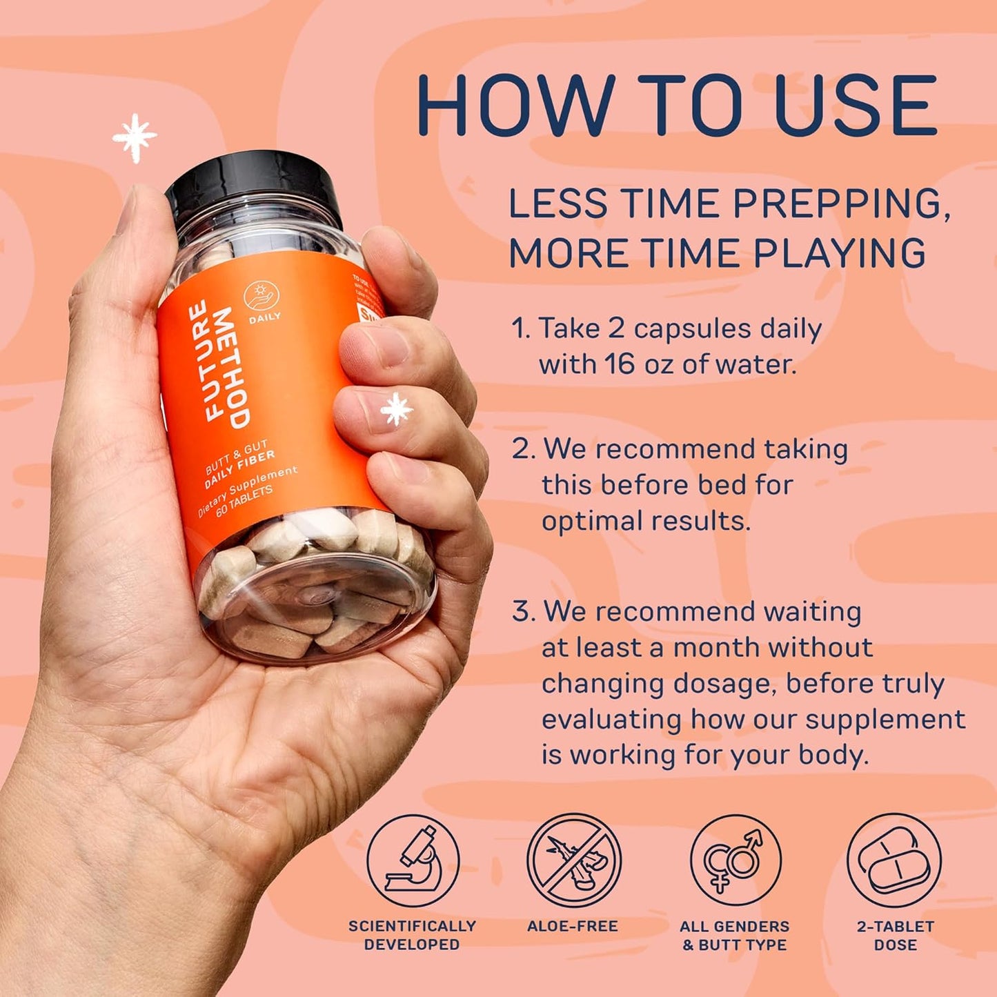 60ct FUTURE METHOD Acacia and Psyllium Husk Fiber Supplement Capsules for Improved Digestion