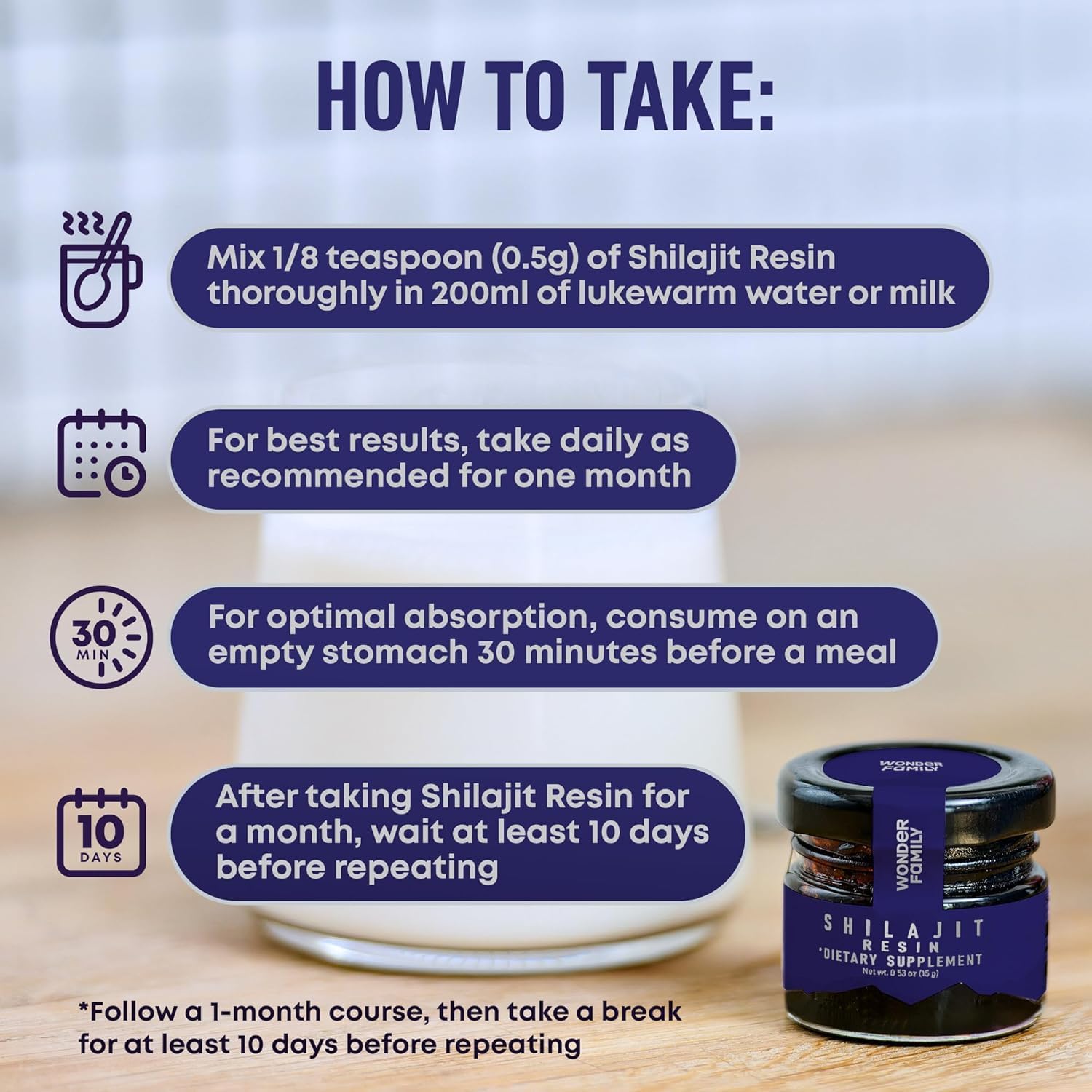 60g Pure Himalayan Shilajit Resin Supplement with Fulvic Acid & Trace Minerals - Wonder Family - Men & Women - 4 Pack