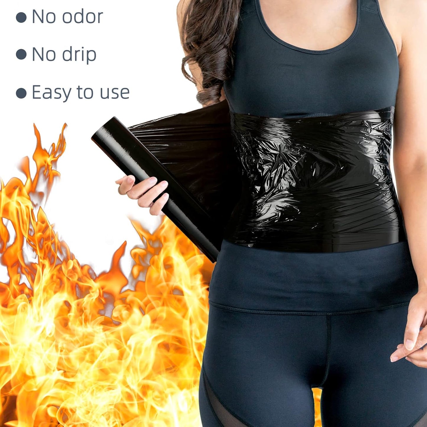 60m Black Osmotic Plastic Body Wrap Roll - Workout & Sweat Enhancer Stomach Wrap - Film Applicator Power Wrap - Gersoniel