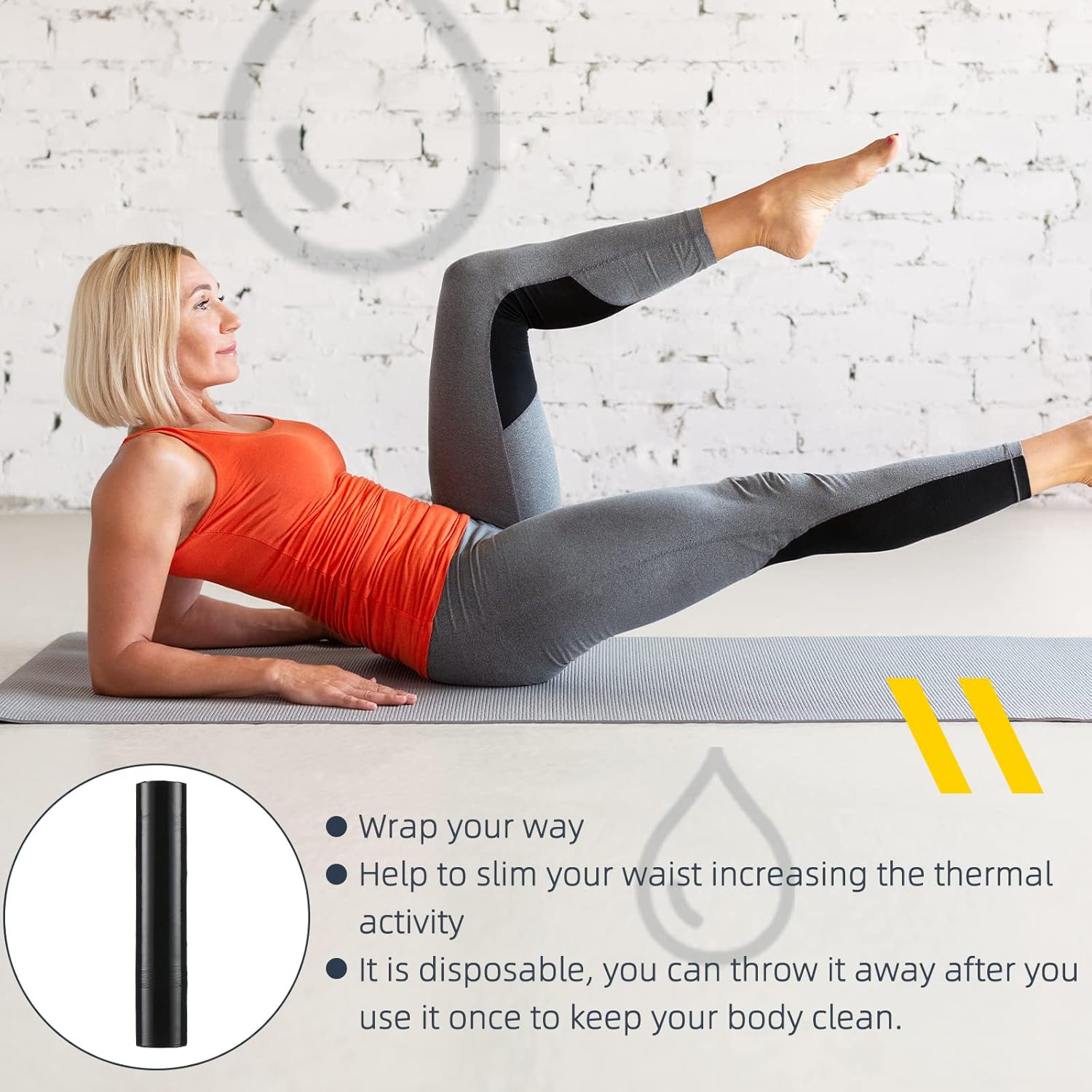 60m Black Osmotic Plastic Body Wrap Roll - Workout & Sweat Enhancer Stomach Wrap - Film Applicator Power Wrap - Gersoniel