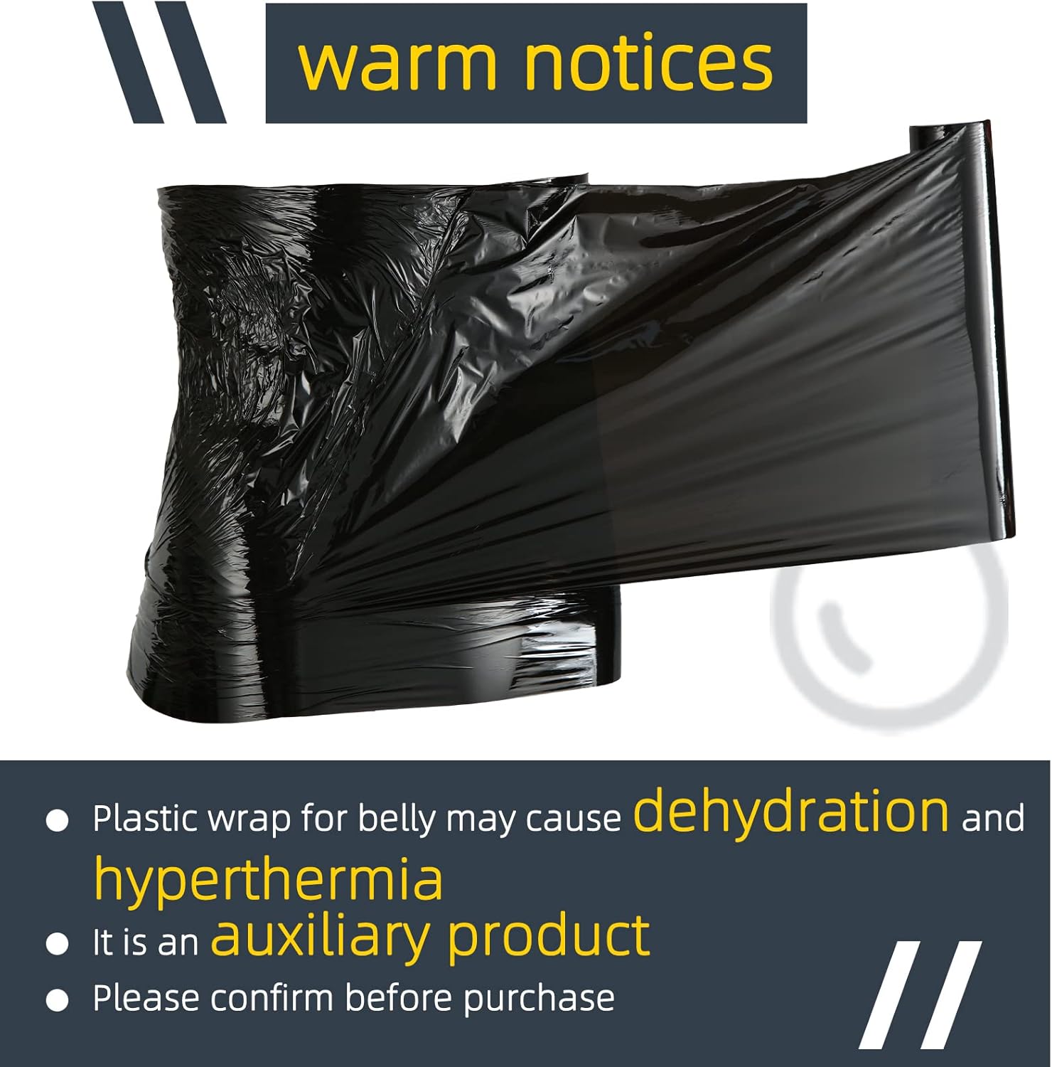 60m Black Osmotic Plastic Body Wrap Roll - Workout & Sweat Enhancer Stomach Wrap - Film Applicator Power Wrap - Gersoniel