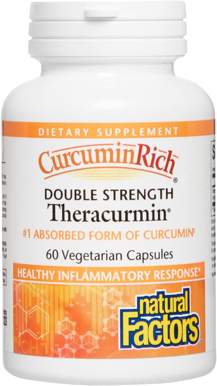 60mg Natural Factors CurcuminRich Double Strength Theracurmin Capsules - Superior Absorption, 60ct