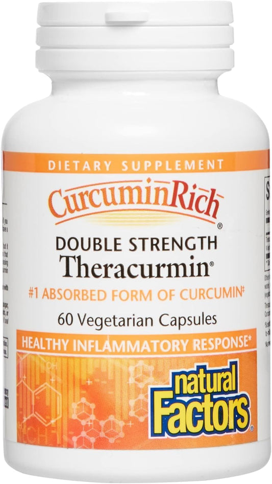60mg Natural Factors CurcuminRich Double Strength Theracurmin Capsules - Superior Absorption, 60ct