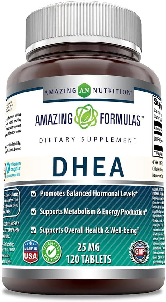 High-Quality Micronized DHEA 25mg Capsules - Non-GMO, Gluten Free, Made in USA - Ideal for Men & Women, Vegetarian-Friendly Supplement