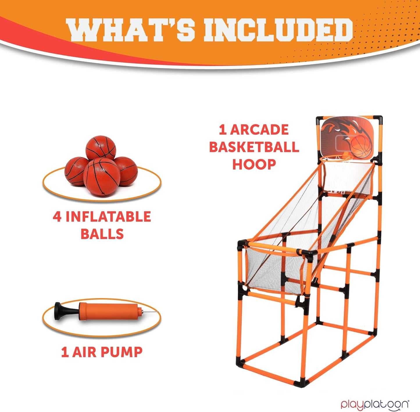 62 Inch Tall Kids Basketball Hoop - Indoor Arcade Games for 4-12 Year Olds - Perfect for Game Room or Backyard - Includes 4 Balls and Pump
