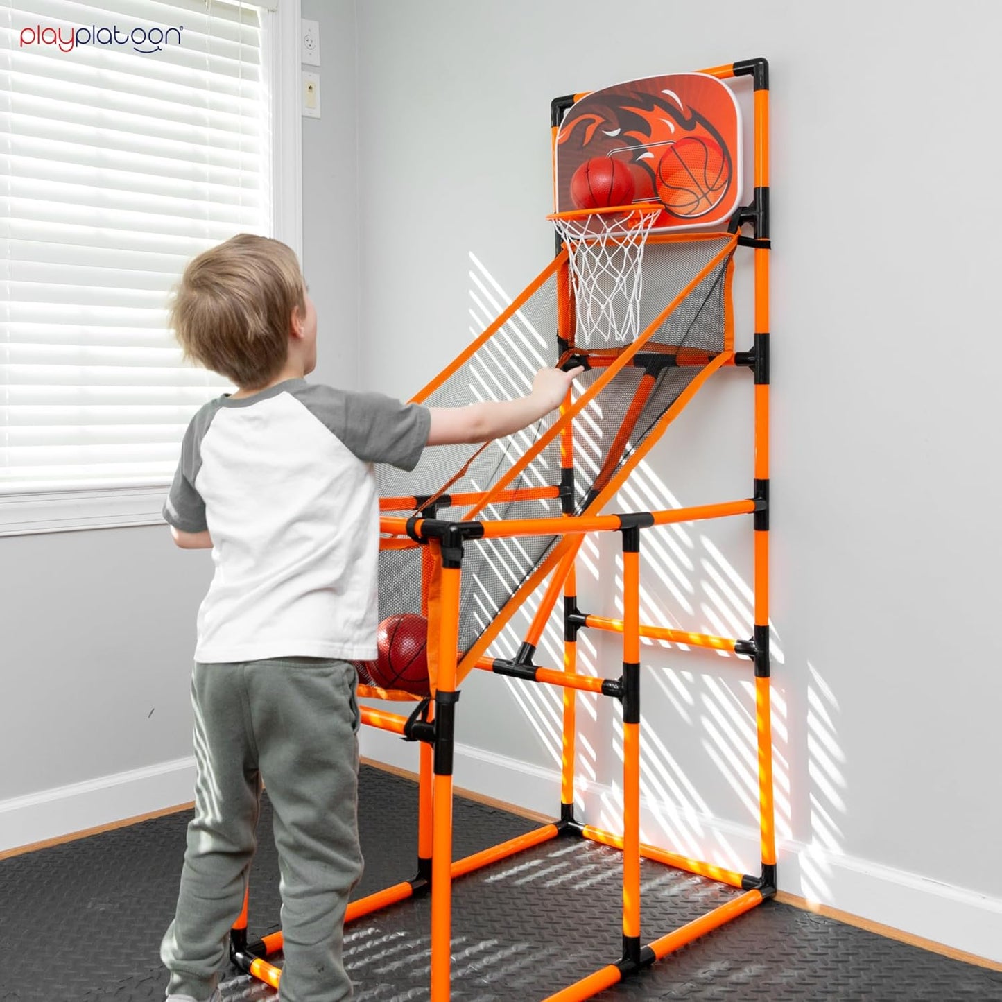 62 Inch Tall Kids Basketball Hoop - Indoor Arcade Games for 4-12 Year Olds - Perfect for Game Room or Backyard - Includes 4 Balls and Pump