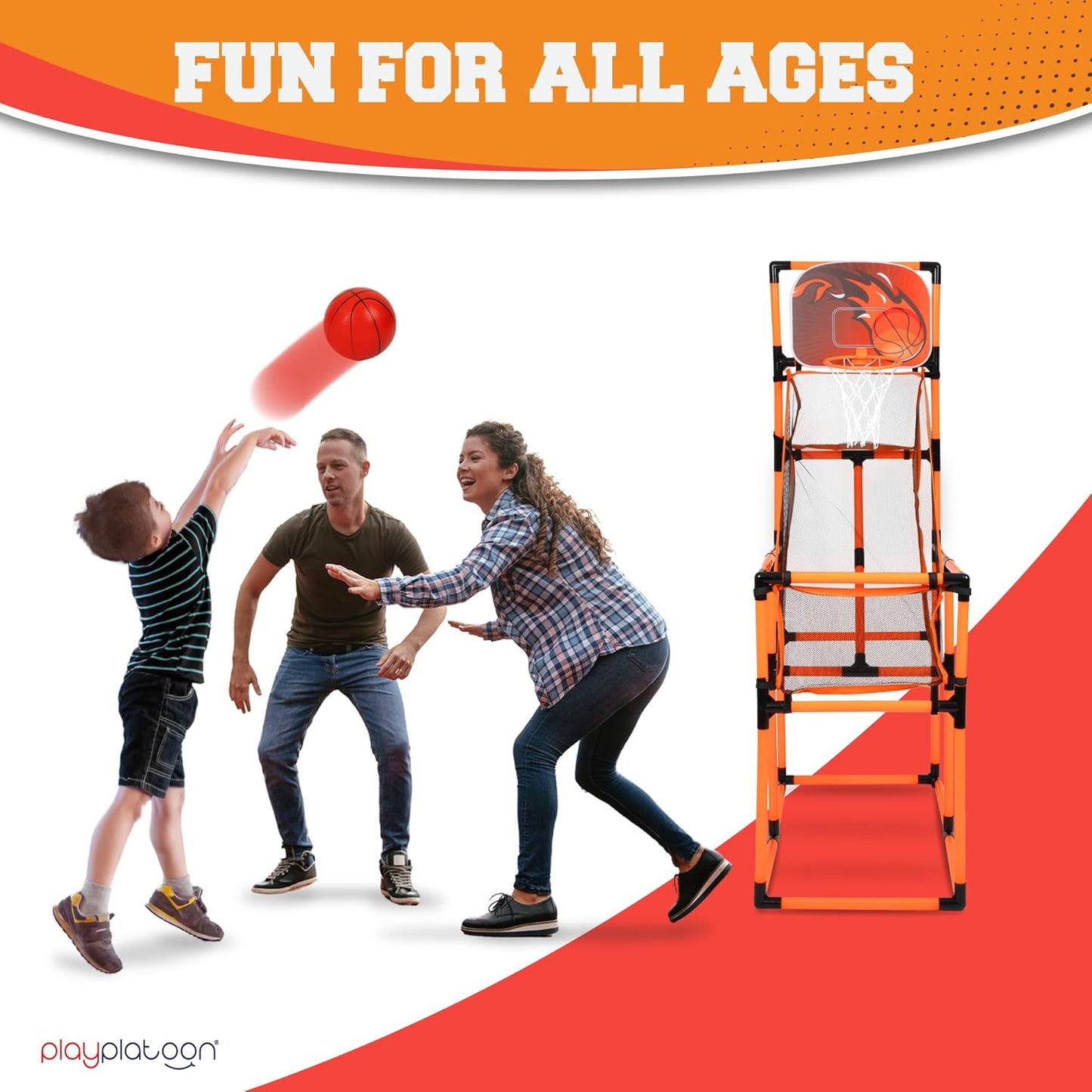 62 Inch Tall Kids Basketball Hoop - Indoor Arcade Games for 4-12 Year Olds - Perfect for Game Room or Backyard - Includes 4 Balls and Pump