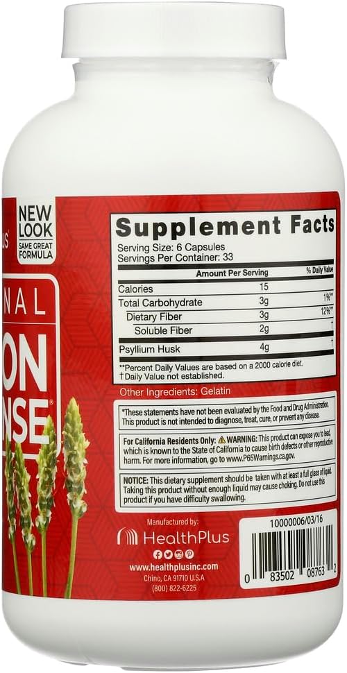625MG Health Plus Colon Cleanse - Natural Detox and Digestive Support Supplement