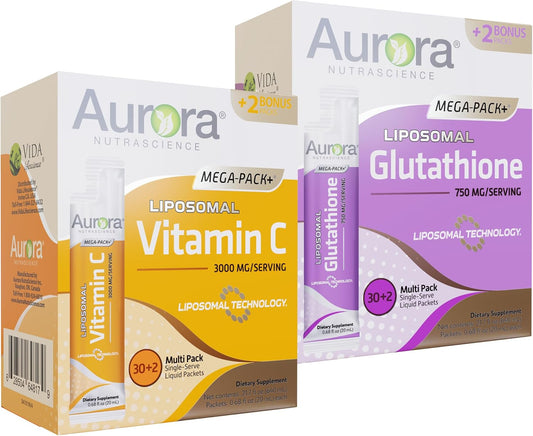 64 Packets of Vida Lifescience Aurora Nutrascience Mega Vitamin C & Glutathione Bundle - BoostGo Australia