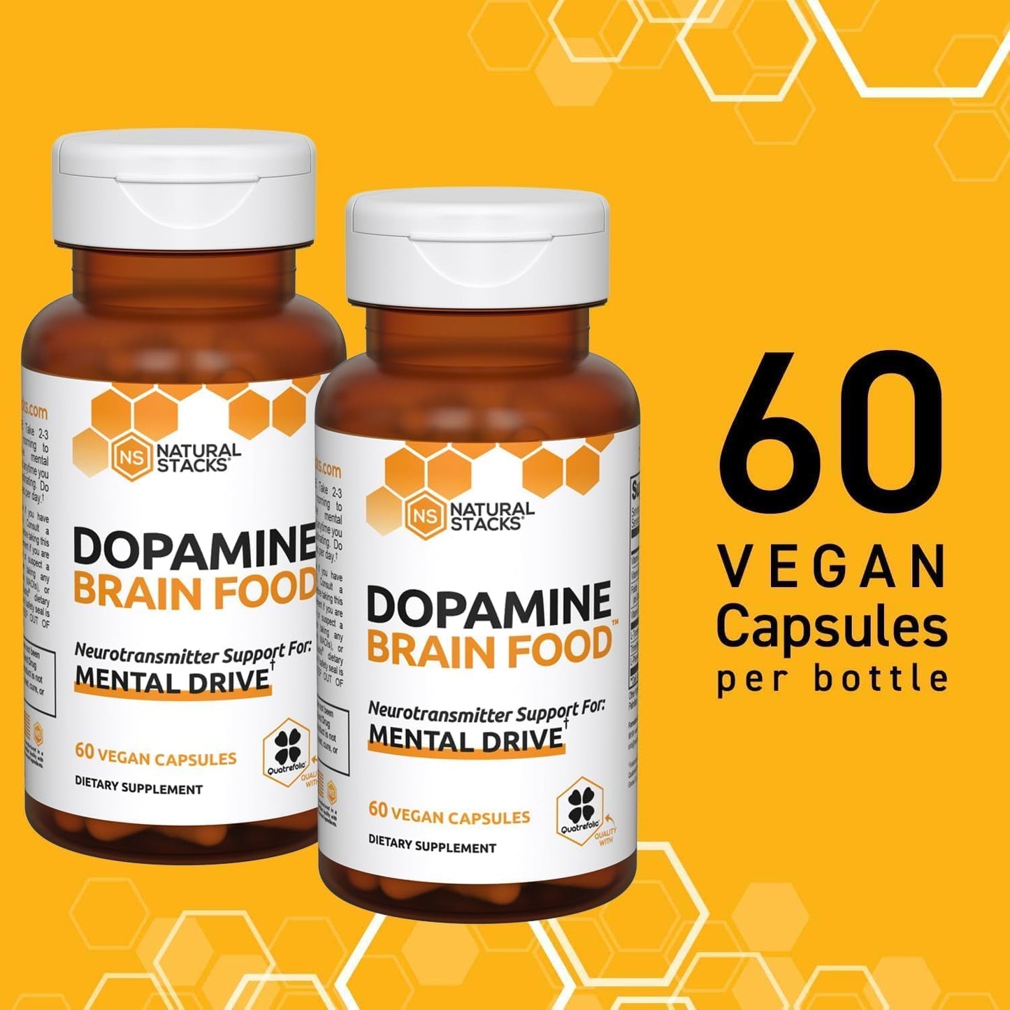 650mg L-Tyrosine Supplement for Mental Energy & Focus - Dopamine Brain Food with B Vitamins - 120 Capsules