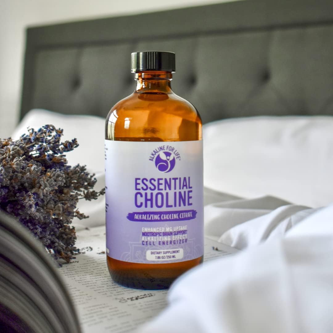 650mg Liquid Choline Citrate Supplement for Brain Health & Focus - Alkaline Choline with Magnesium Support