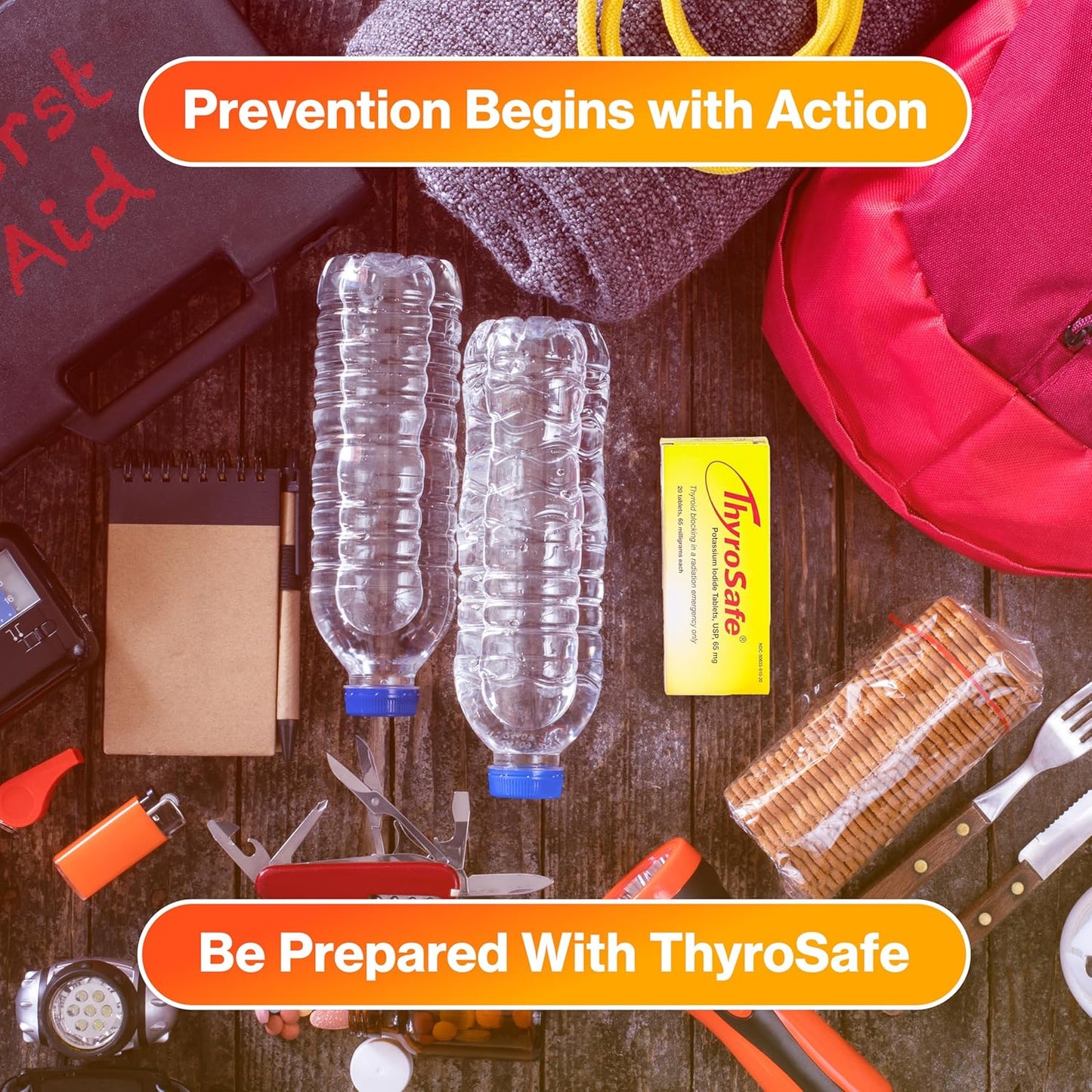 65mg Potassium Iodide Tablets for Thyroid Protection - 60 Pack for Nuclear Radiation Exposure