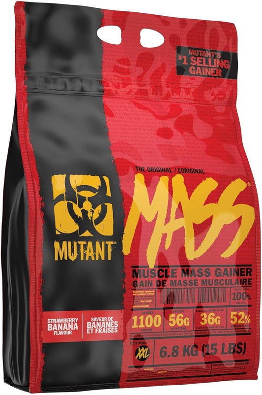 6800g PVL Mutant Mass Strawberry Banana Weight Gain Shake Powder - High Calorie Mass Gainer Supplement