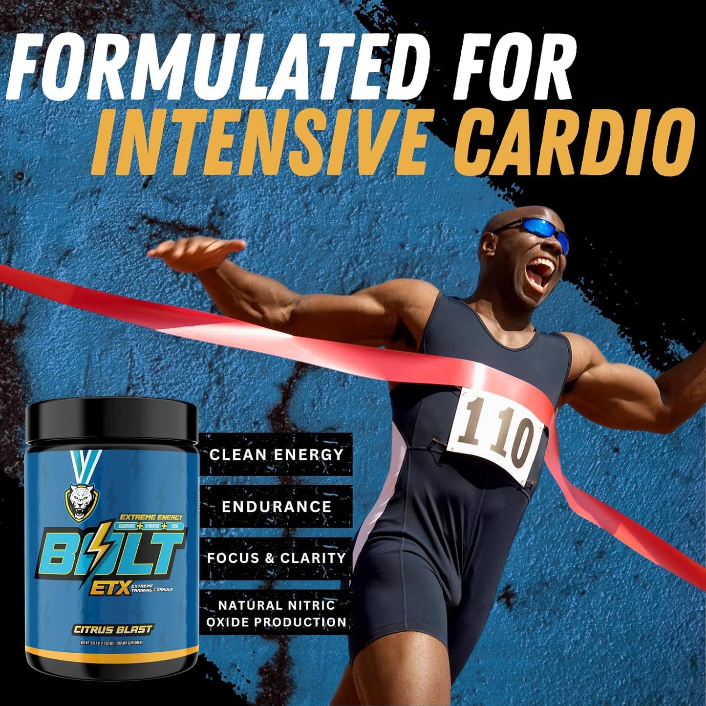 6AM Run Bolt Pre Workout Powder - Boost Energy, Cardio Support, High Focus Formula - Natural Citrus Blast Flavor - 25 Servings