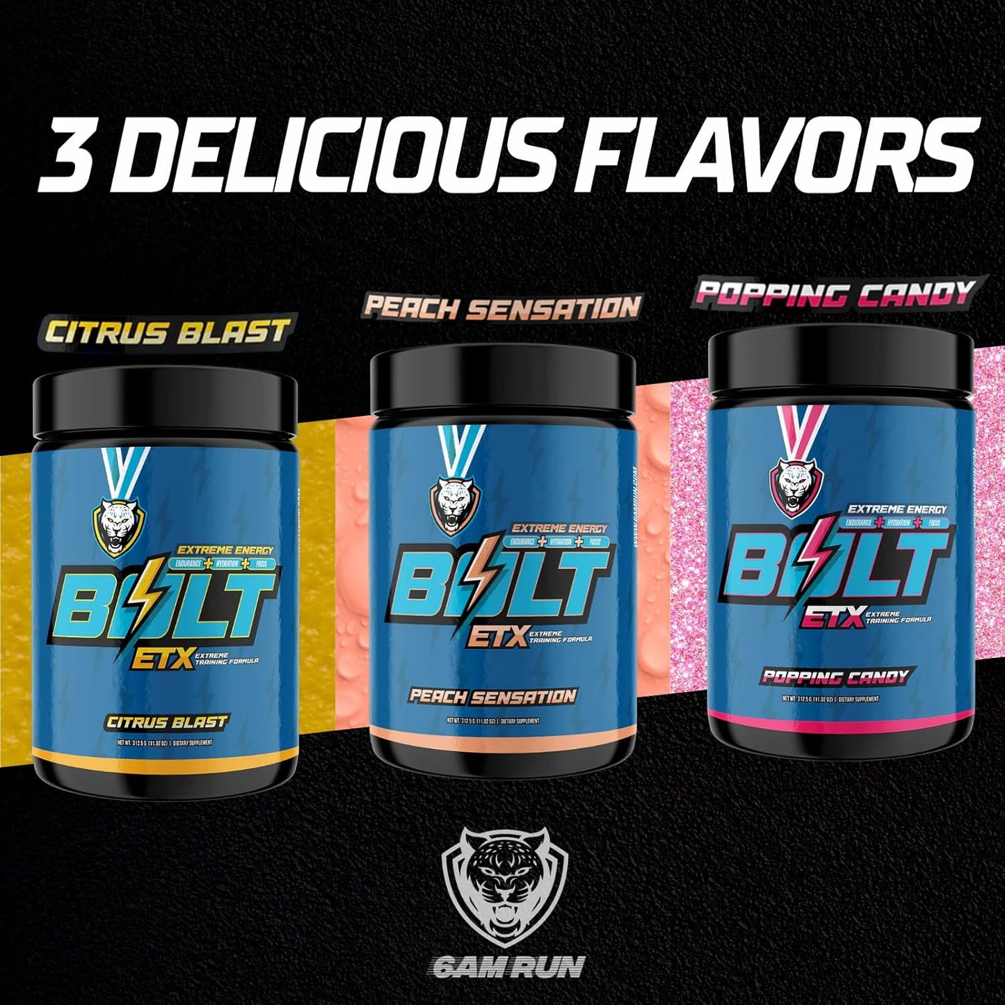 6AM Run Bolt Pre Workout Powder - Boost Energy, Cardio Support, High Focus Formula - Natural Citrus Blast Flavor - 25 Servings