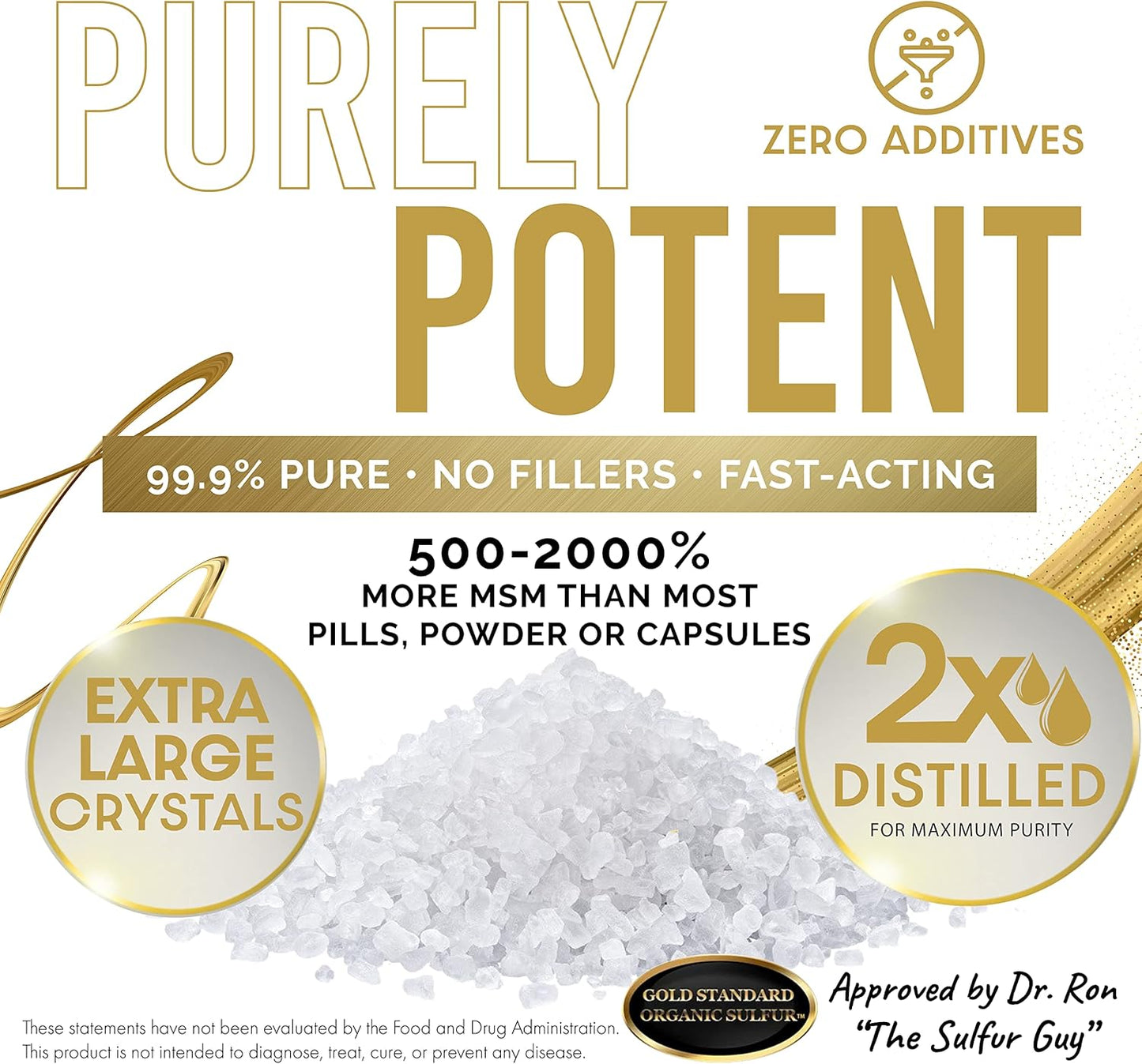 6lb Organic Sulfur Crystals - 99.9% Pure MSM - Largest Granular Flakes - 3rd Party Tested - Made in America
