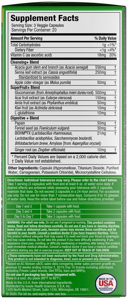 7 Day Detox Cleanse with Probiotics, Acai Berry, Senna Leaf, Digestive Enzymes - 60 Count for Women & Men by Purely Inspired