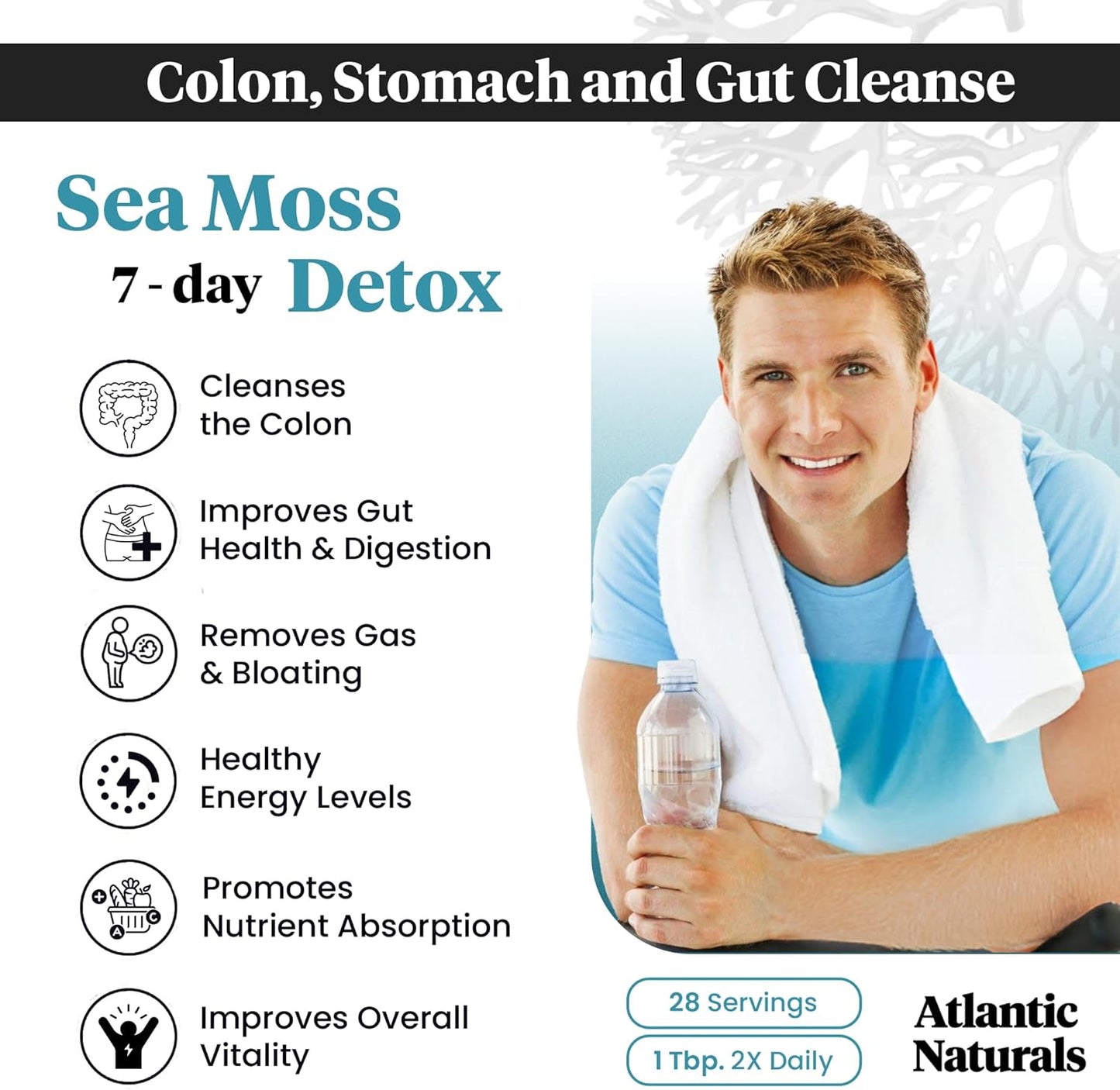 7-Day Full Body Cleanse Detox Bundle with Atlantic Naturals Sea Moss, Psyllium Husk, Senna Powder, Kidney, Liver, Gallbladder Support, Pineapple Drink Mix