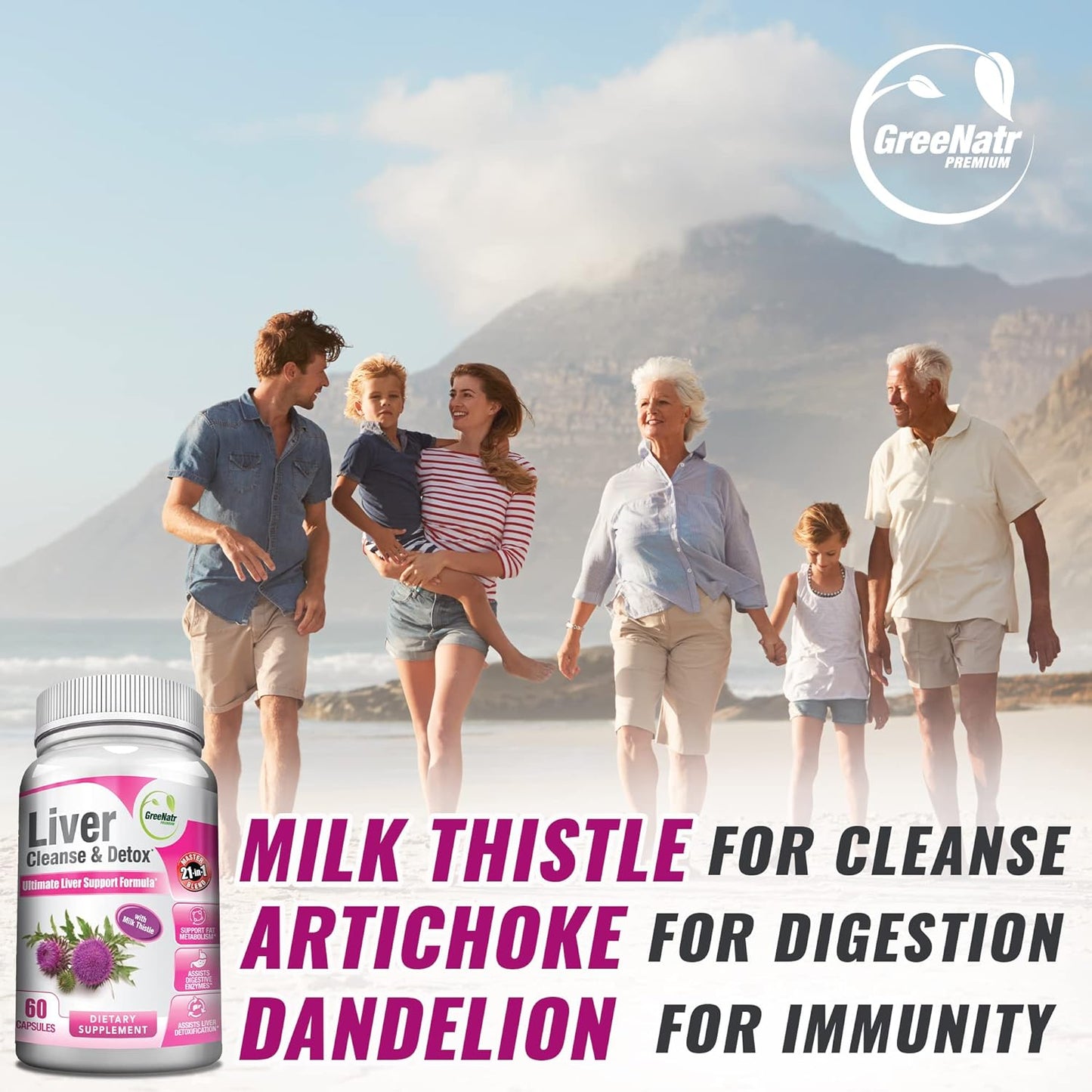 7-in-1 Immune & Liver Support Supplement with Vitamin C, D3, Zinc - Detox & Repair Formula - GreeNatr Immune & Liver Health Blend