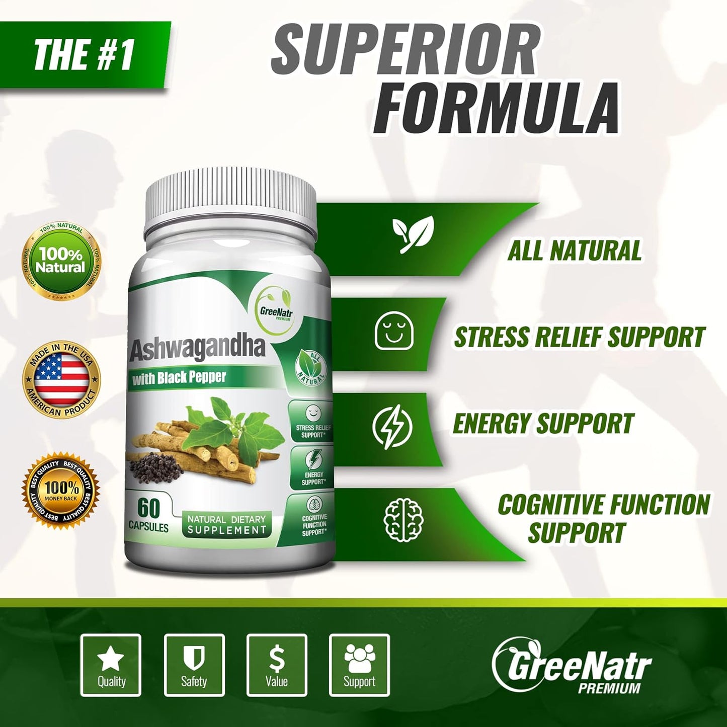 7-in-1 Immune Support Supplement with Vitamin C, D3, Zinc, Quercetin, and Ashwagandha Capsules with Black Pepper for Better Absorption by GreeNatr