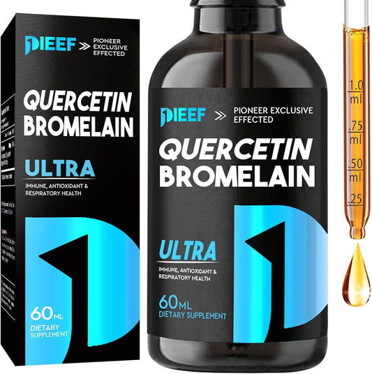 7-in-1 Quercetin Liquid Drops with Bromelain & Zinc for Respiratory & Immune Support - 1000mg Quercetin Supplements