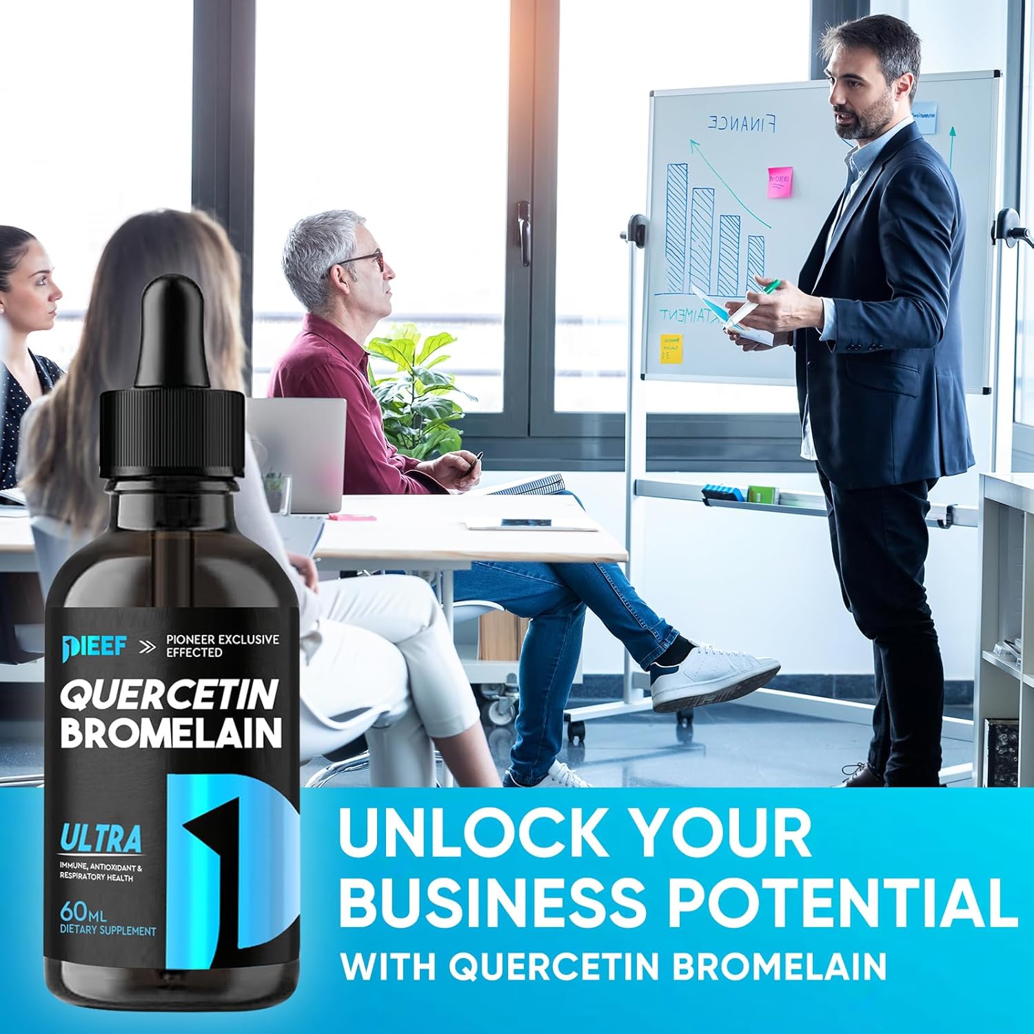 7-in-1 Quercetin Liquid Drops with Zinc for Respiratory Health and Immune Support - 1000mg Quercetin Supplements with Bromelain