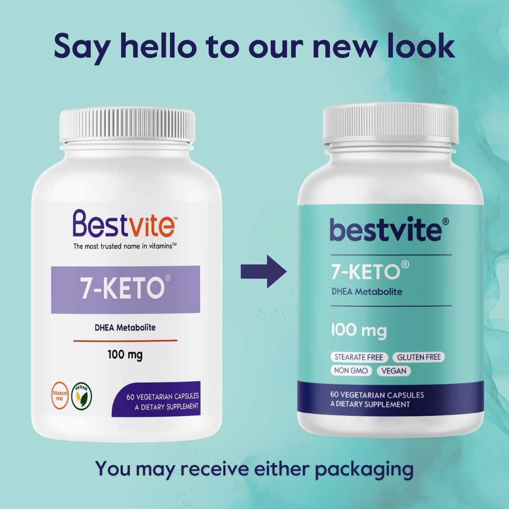 7-Keto DHEA 100mg Supplement (60 Vegetarian Capsules) - No Stearates, High Quality Formula by BESTVITE