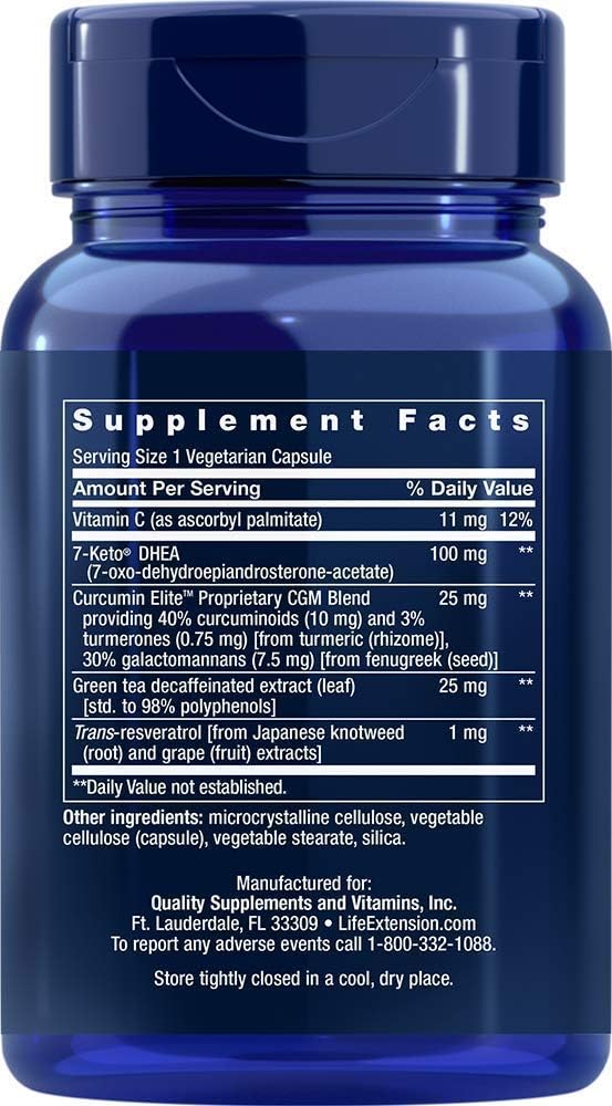 7-Keto DHEA 100mg Supplement for Longevity Support - 60 Vegetarian Capsules (2 Month Supply)