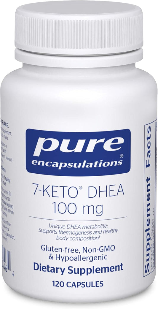 7-Keto DHEA 100mg Supplement for Thermogenesis and Body Composition - 120 Capsules by Pure Encapsulations