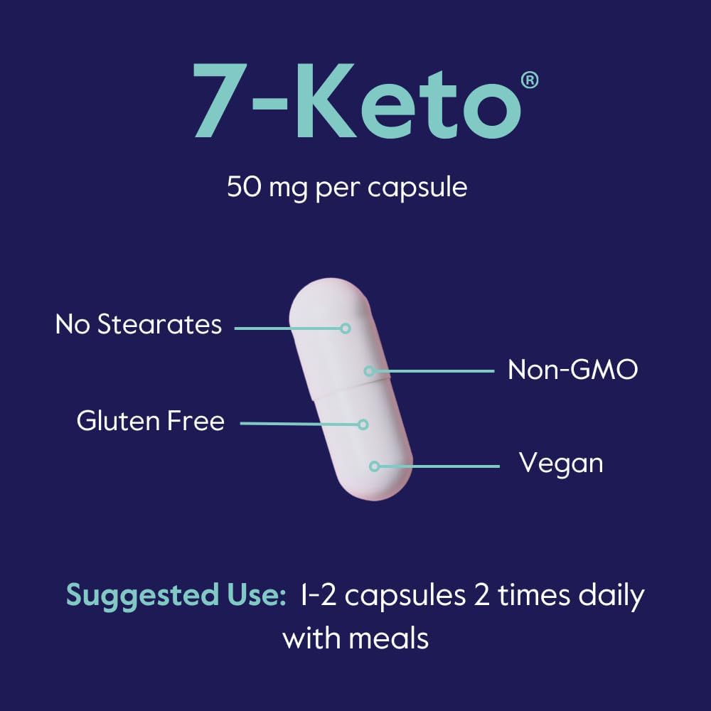 7-Keto DHEA 50mg Supplement - 120 Vegetarian Capsules, Stearate-Free Formula
