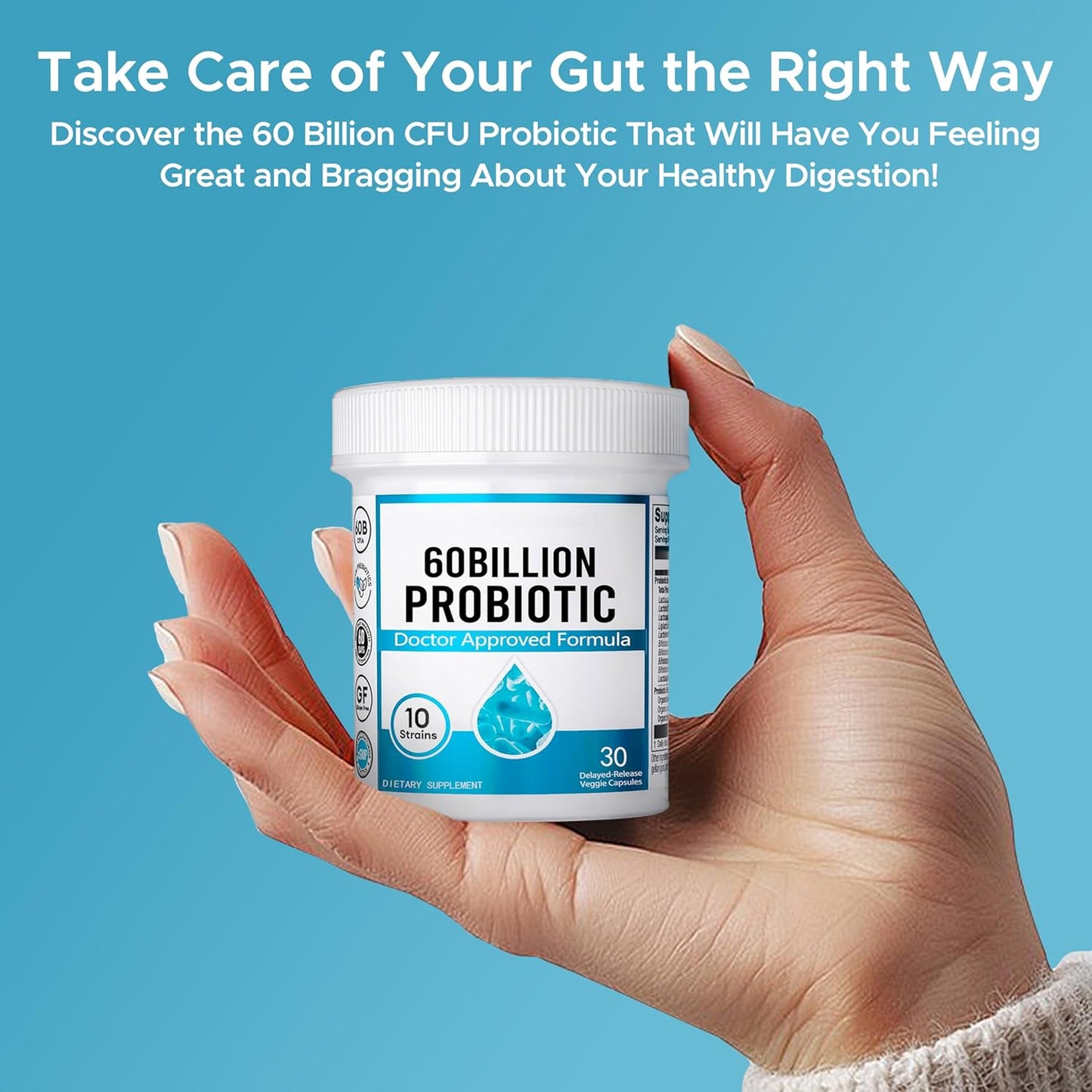 70 Billion CFU Men's Probiotic with 8 Strains, Selenium, & Prebiotics - Supports Digestive, Microbiome, Colon & Immune Health - 30ct