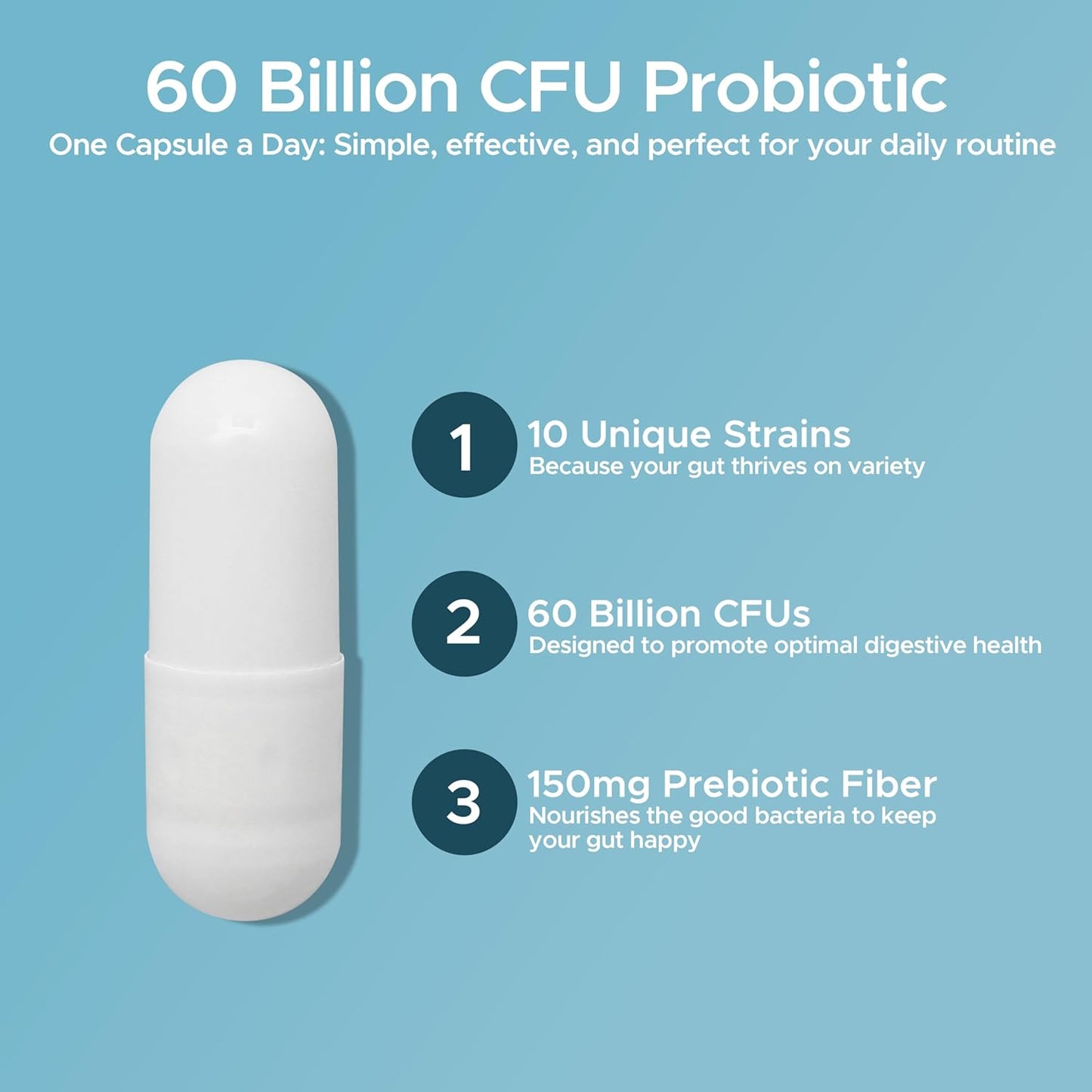 70 Billion CFU Men's Probiotic with 8 Strains, Selenium, & Prebiotics - Supports Digestive, Microbiome, Colon & Immune Health - 30ct