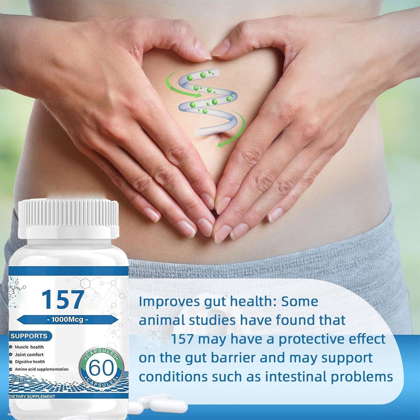 Non-GMO BP-C 157 Pro Peptide Capsules, 1000mcg - New Protective Compound 157, Gluten Free - 60 Capsules