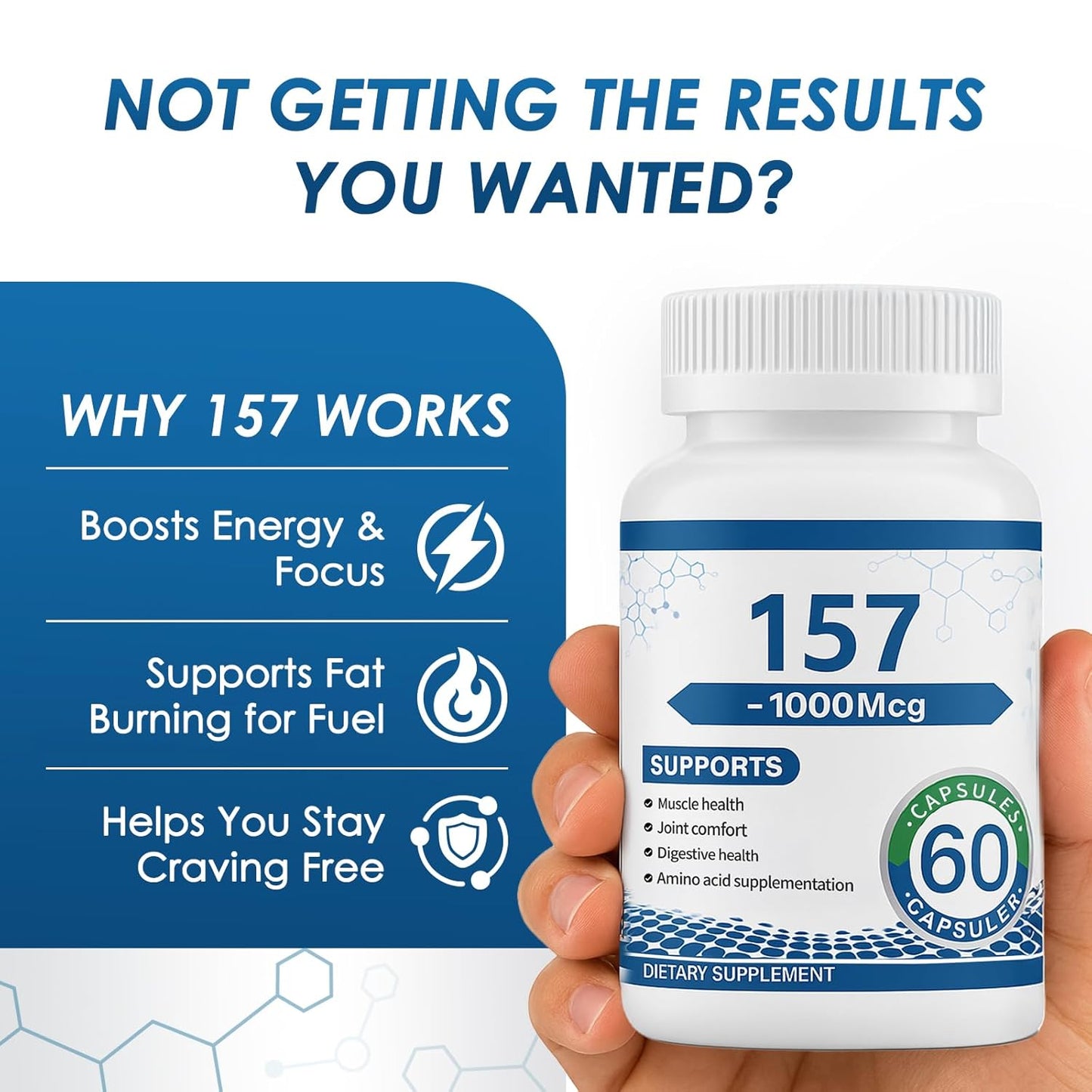 Non-GMO BP-C 157 Pro Peptide Capsules, 1000mcg - New Protective Compound 157, Gluten Free - 60 Capsules