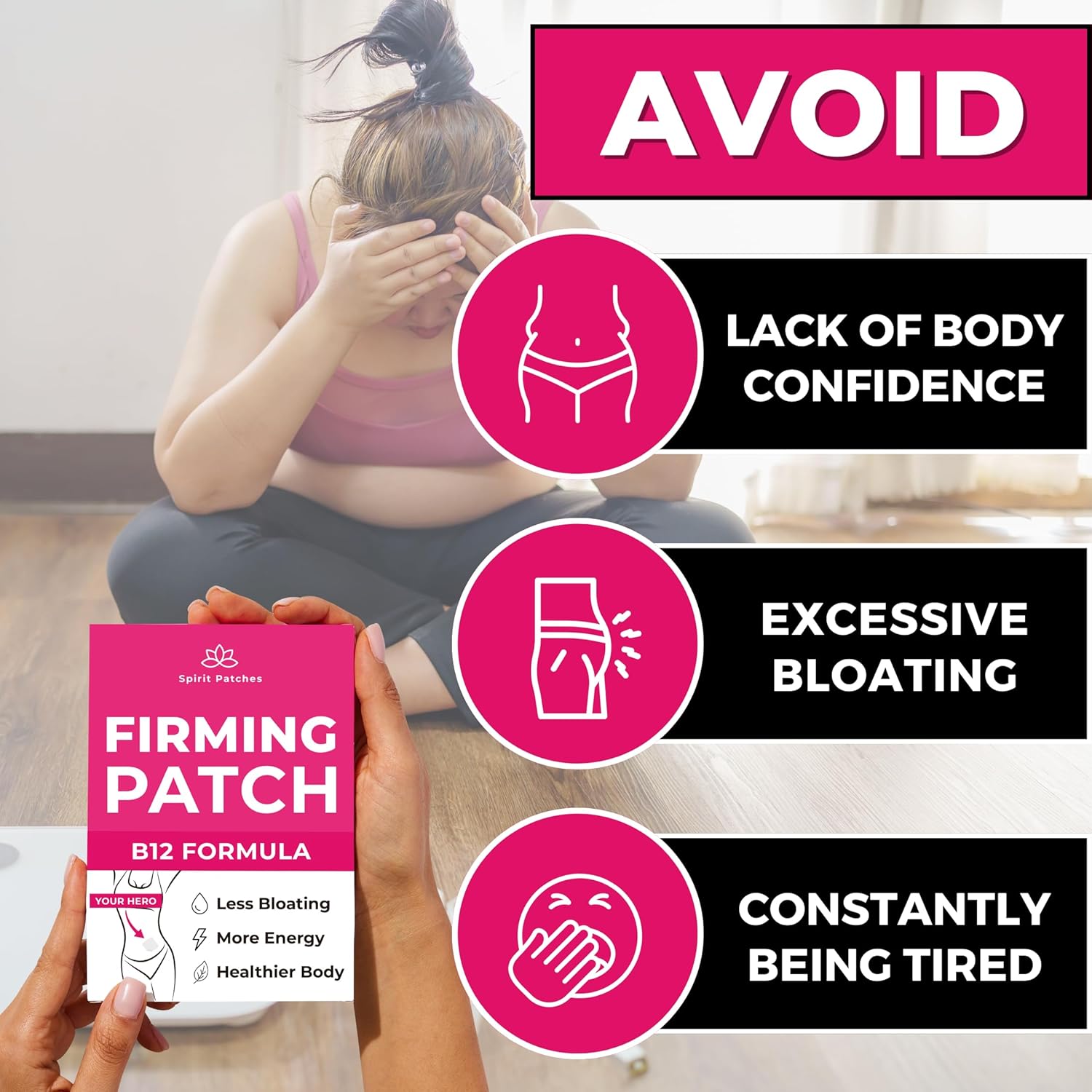 72-Pack of Spirit Patches Firming B12 Patches for Women - Natural Vitamin Energy Support with Transparent Self-Adhesive Formula