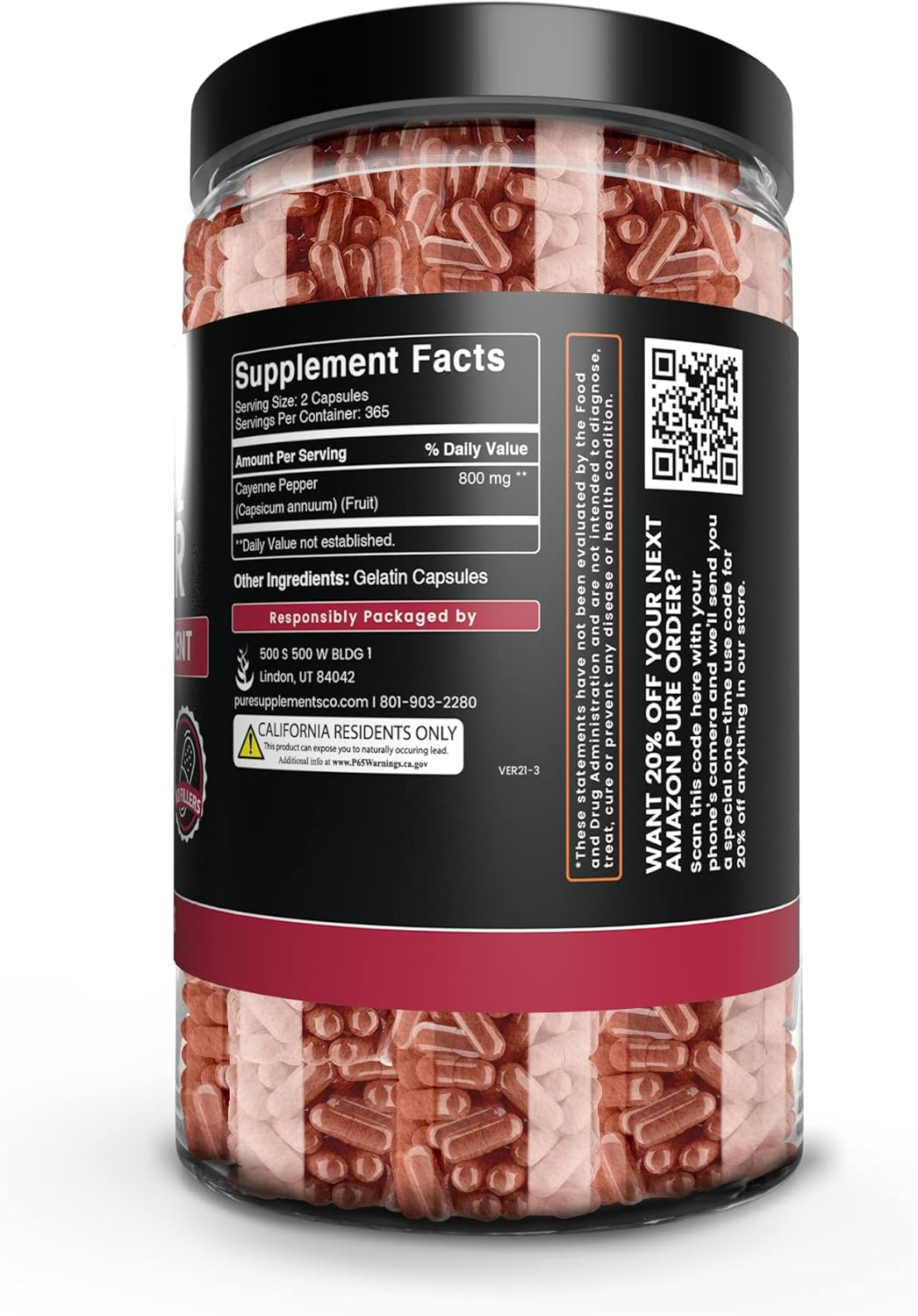 730 Capsules of Pure Cayenne Pepper - No Magnesium or Rice Fillers - Lab Verified Quality