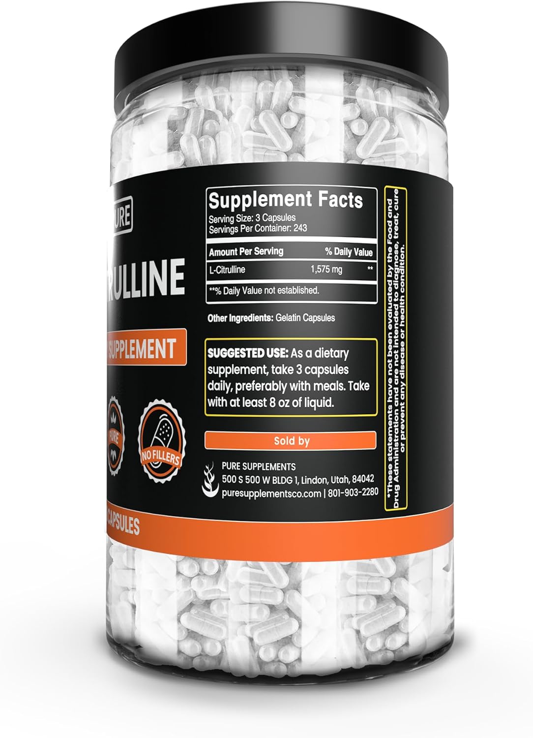 730 Capsules of Pure L-Citrulline with Lab Verified Original Ingredients, No Magnesium or Rice Fillers