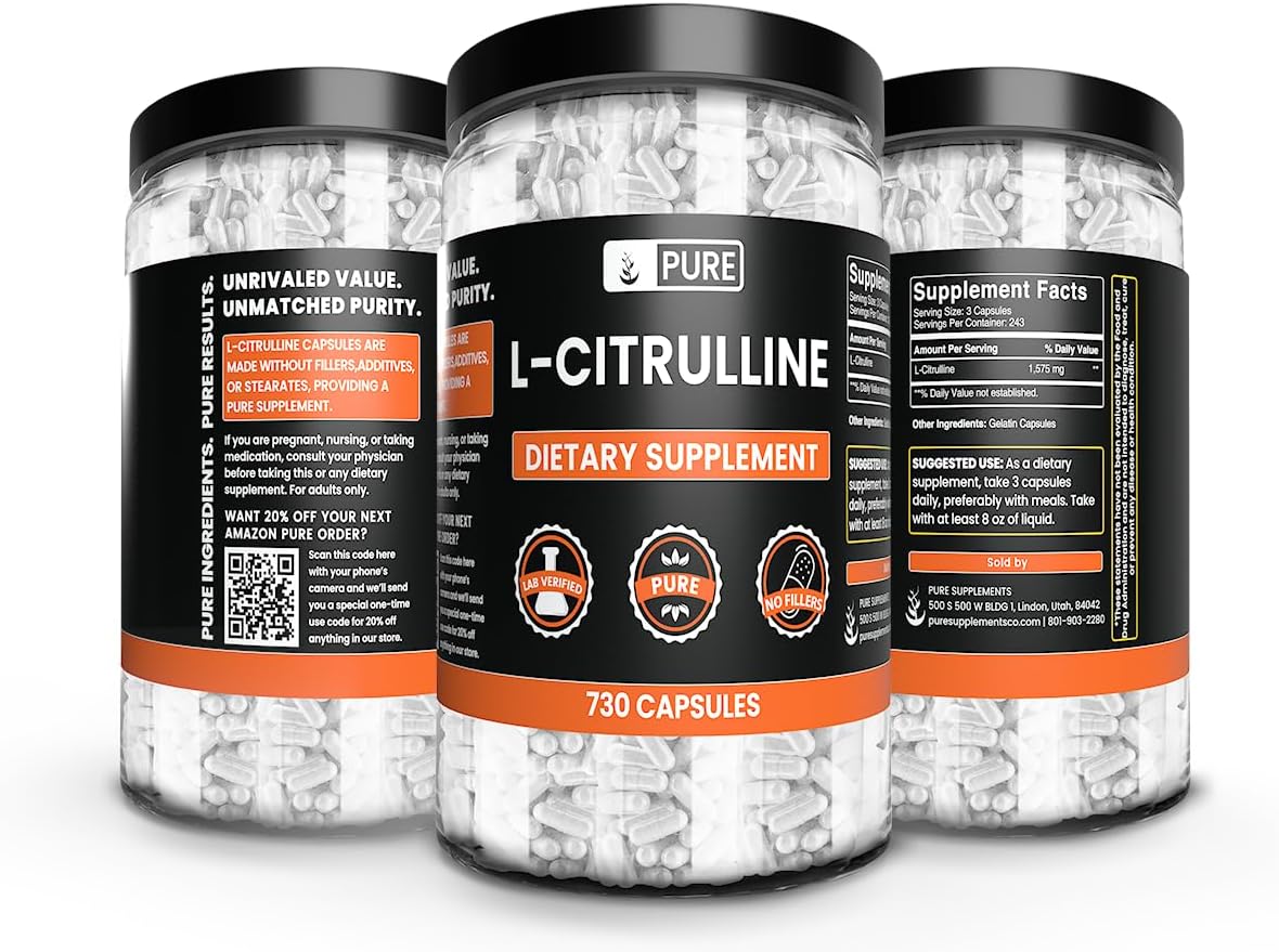 730 Capsules of Pure L-Citrulline with Lab Verified Original Ingredients, No Magnesium or Rice Fillers