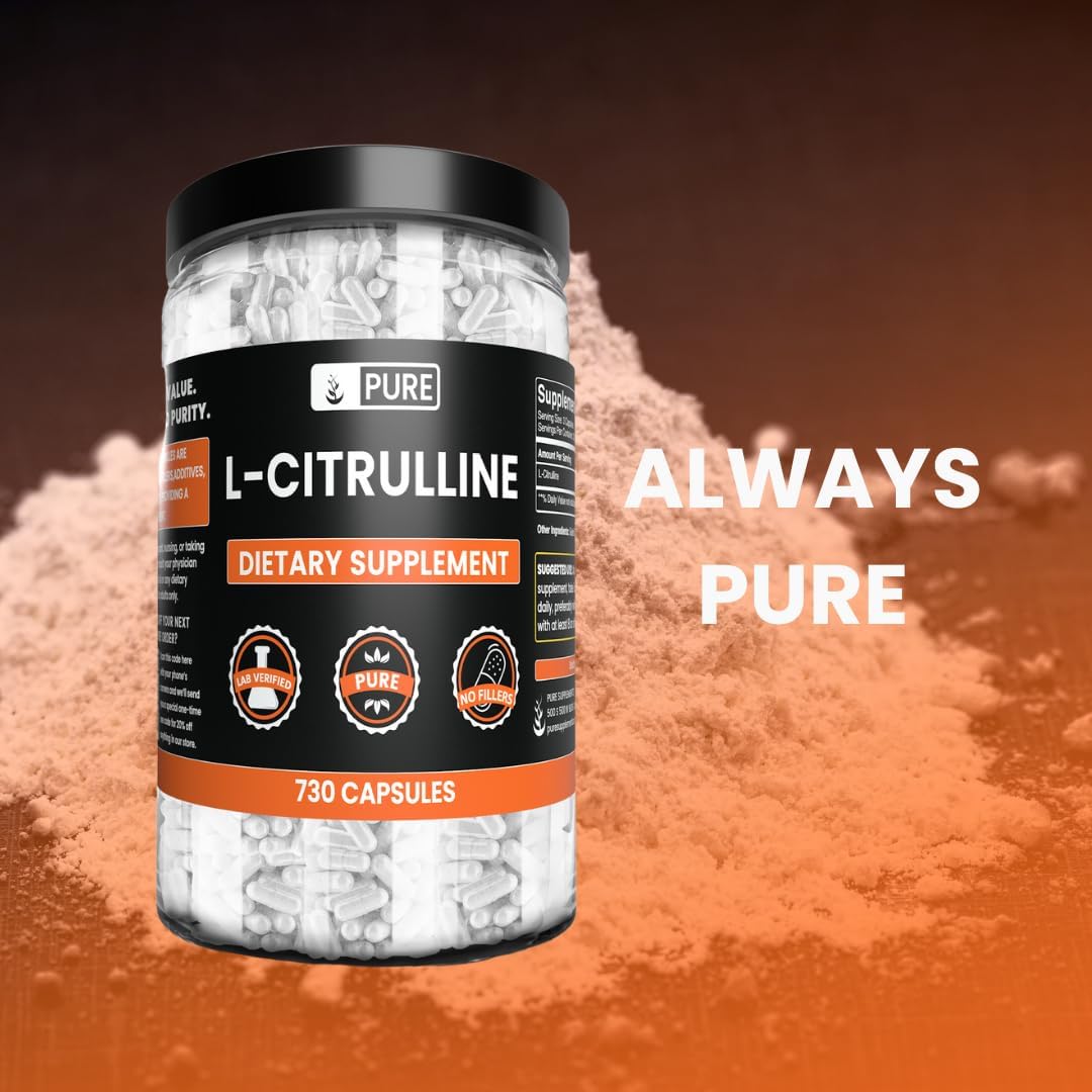 730 Capsules of Pure L-Citrulline with Lab Verified Original Ingredients, No Magnesium or Rice Fillers