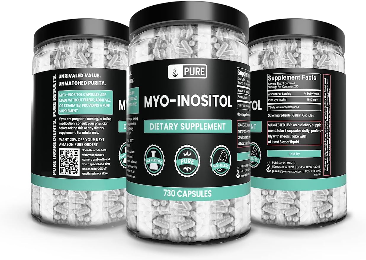 730 Capsules Pure Myo-Inositol with No Magnesium or Rice Fillers - Lab Verified and Always Pure