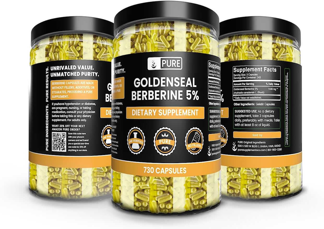 730 Count Goldenseal Berberine Capsules - Pure Ingredients, No Fillers, Lab Verified