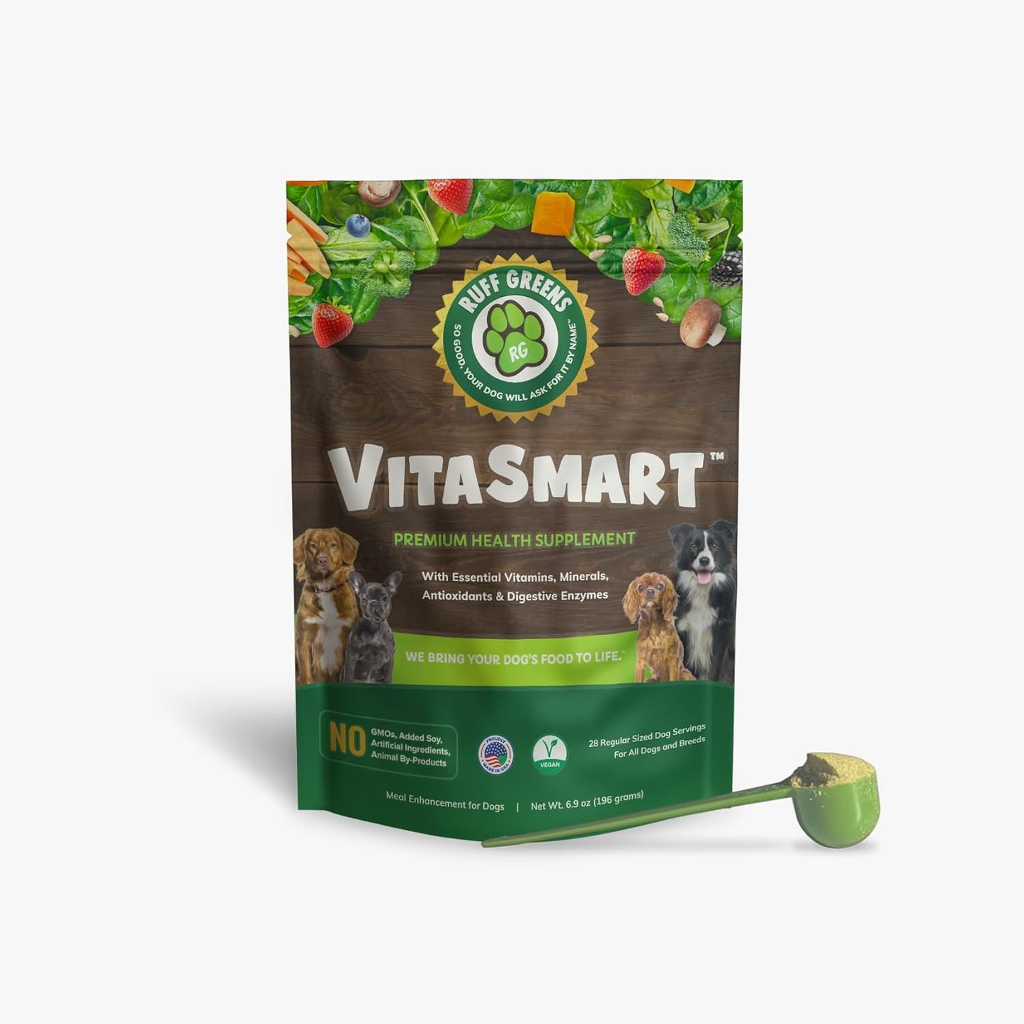 7.4 oz Ruff Greens K9 VitaSmart Supplement for Dogs - Nutritional Vitamin & Mineral Support - BoostGo Australia