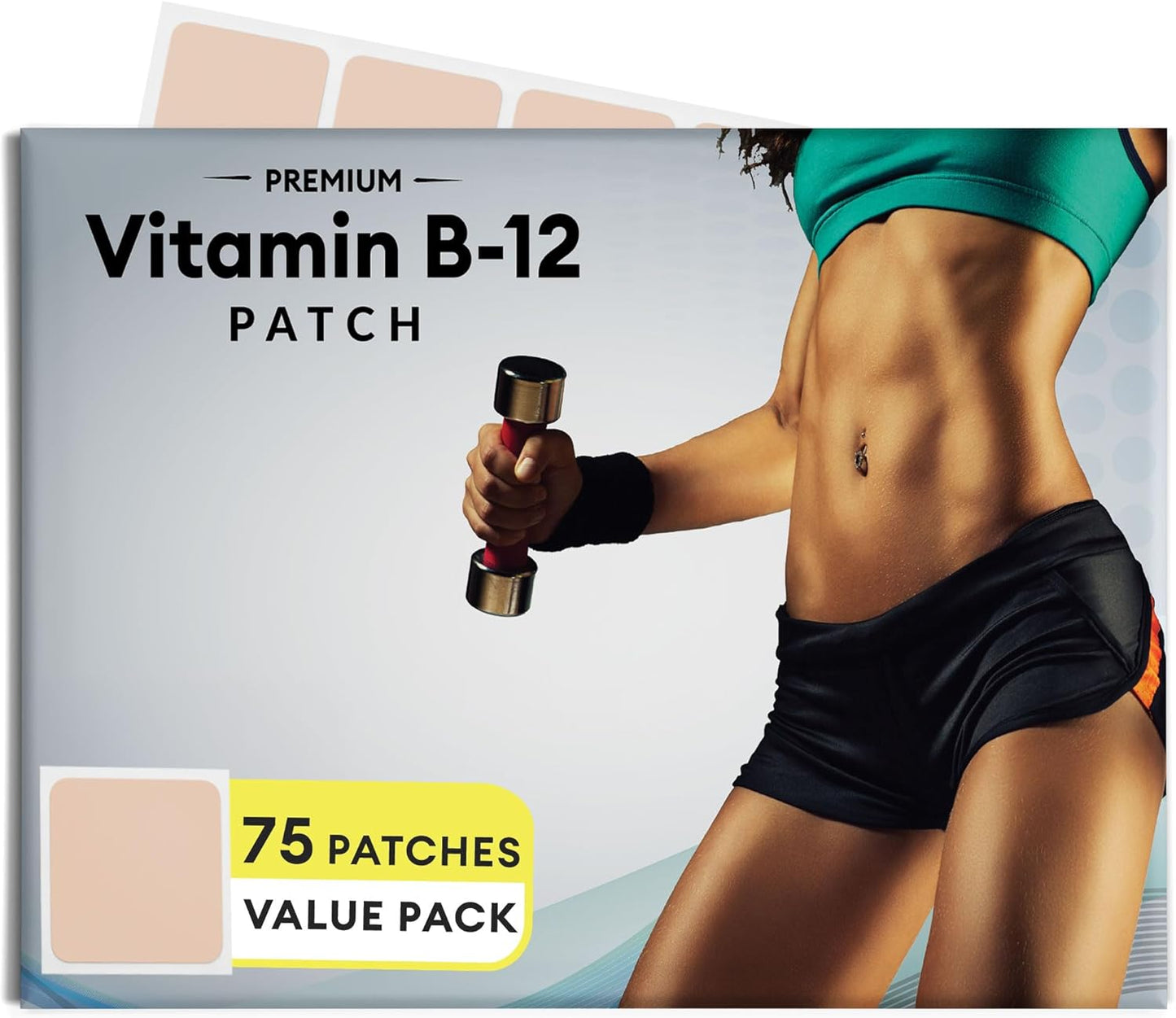 75 Count Pack of VitaPatch B12 Energy Plus Patches - Methylcobalamin & Guarana for Boosting Energy - BoostGo Australia