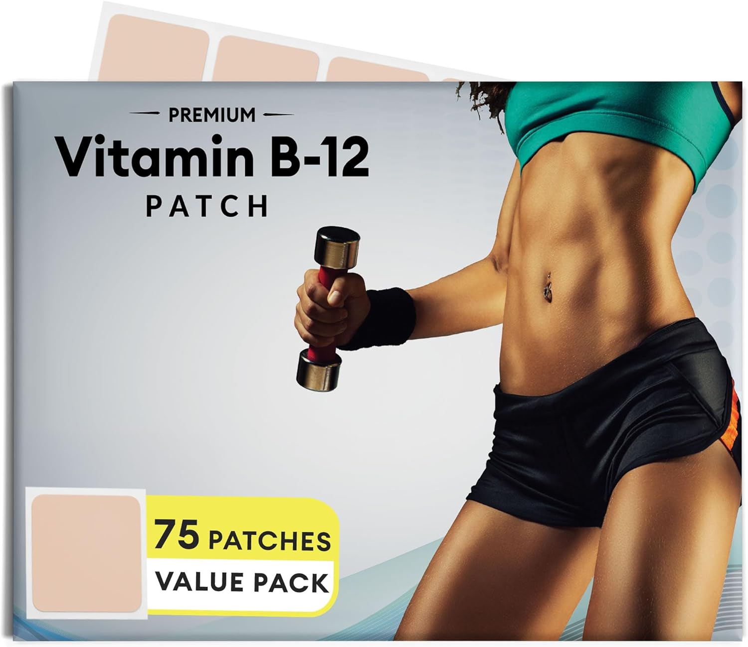 75 Count Pack of VitaPatch B12 Energy Plus Patches - Methylcobalamin & Guarana for Boosting Energy - BoostGo Australia