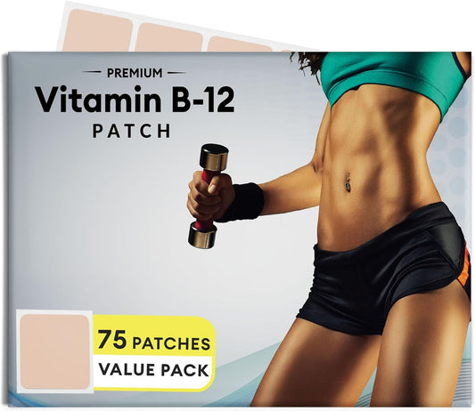 75 Count Pack of VitaPatch B12 Energy Plus Patches - Methylcobalamin & Guarana for Boosting Energy - BoostGo Australia
