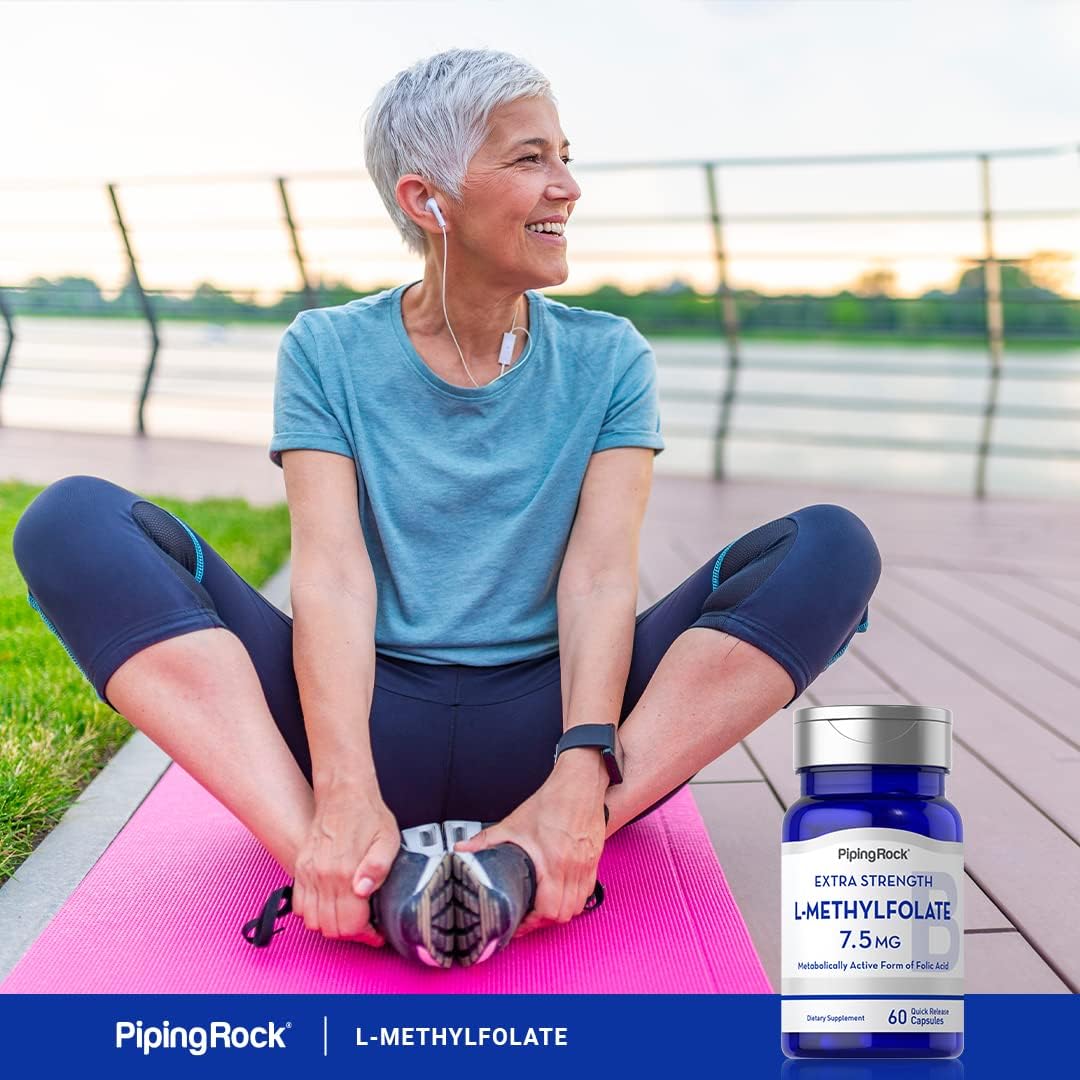 7.5 mg L-Methylfolate Capsules - 60 Count | Extra Strength Folic Acid Supplement | Non-GMO, Gluten Free by Piping Rock