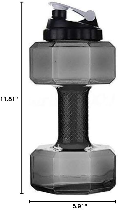 75 Oz Dumbbell Shaped Water Bottle | 2.2 L Capacity | BPA Free | Leak Proof Flip Top Lid | 6 Color Options (Black)