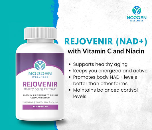 750mg Nicotinamide Riboside Supplement with Vitamin C & Niacin for Healthy Aging & Energy Support | 30 Vegan Capsules