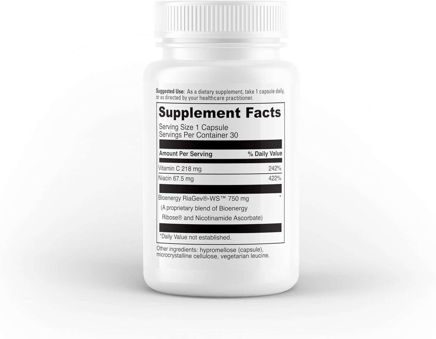 750mg Nicotinamide Riboside Supplement with Vitamin C & Niacin for Healthy Aging & Energy Support | 30 Vegan Capsules